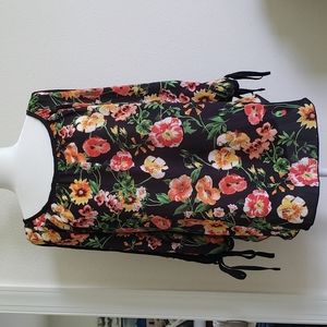 Spense Floral Top with Slits/Ties on 3/4 Sleeves Size L